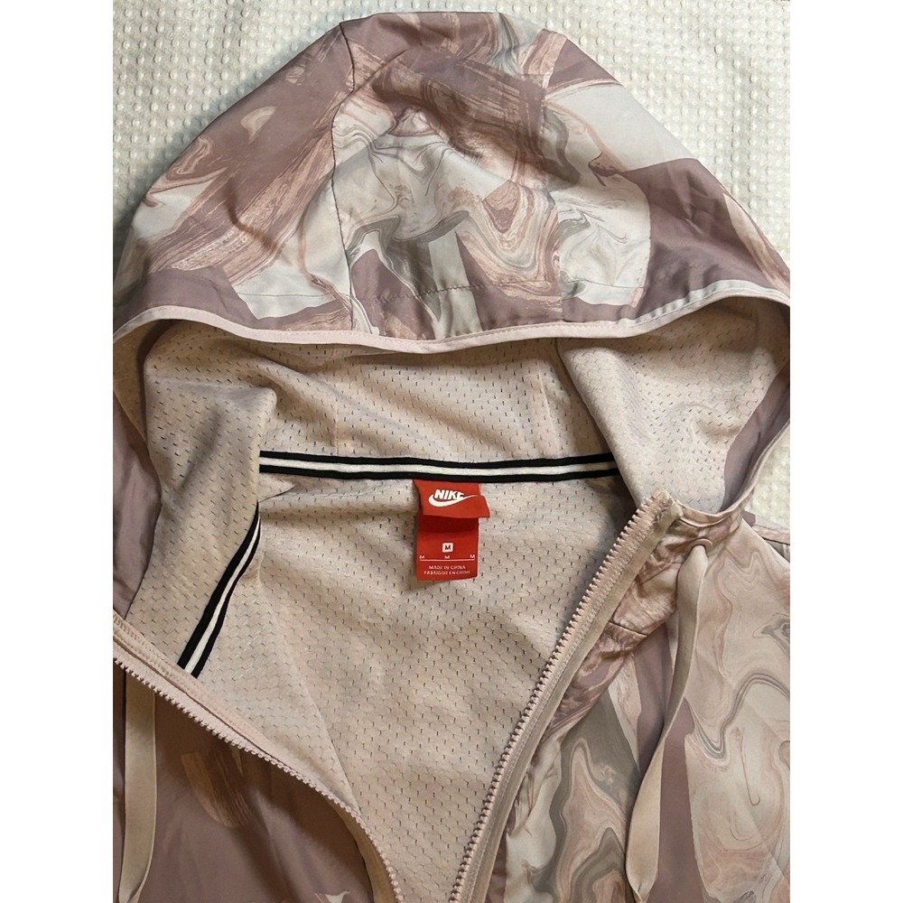 Nike Women's Medium 1/2 Zip Rain Jacket Windbreaker Marbled Pink White Pullover - Picture 7 of 16